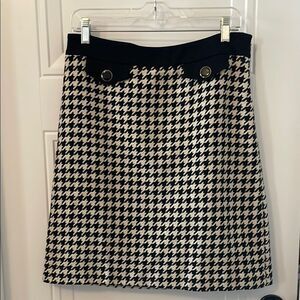 Ann Taylor Factory Black and Cream Houndstooth Skirt